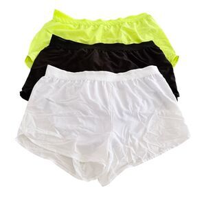 x3 Liloak Womens Athletic Running Shorts Mid Rise Black Yellow White -NEW_